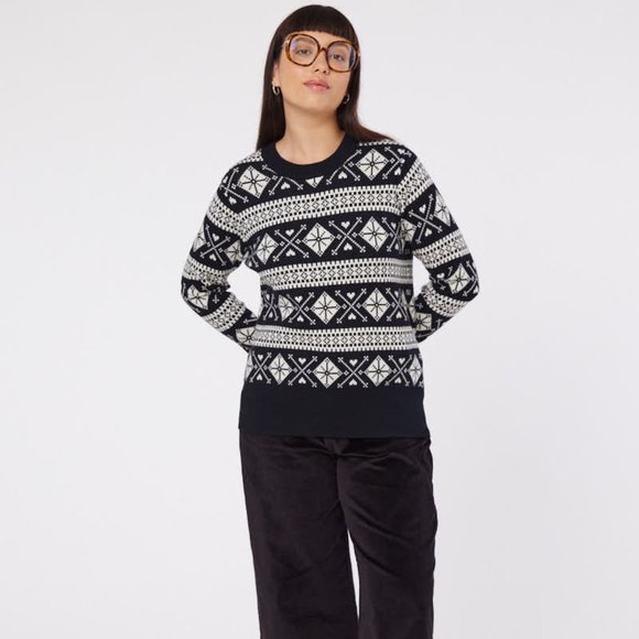 Joanie Enni Fair Isle Knit Jumper in Black US size Medium NWT - Picture 6 of 9